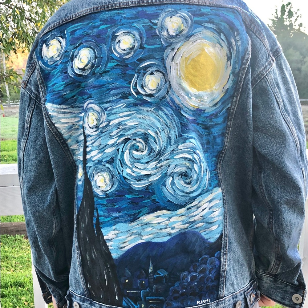Hand painted Van Gogh jacket